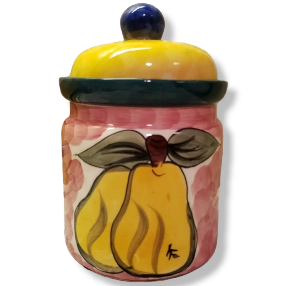 Vintage Canister Cookie Jar GEI Pear Sealing Lid